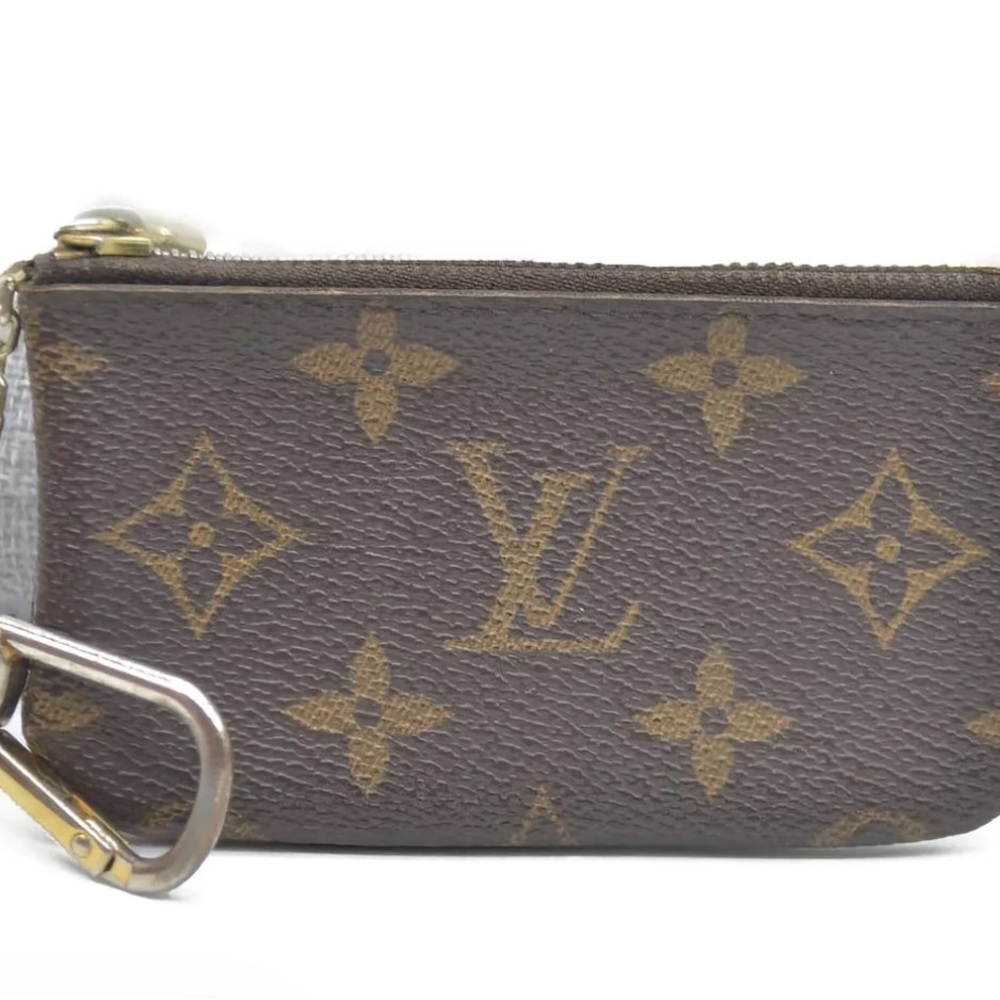 Louis Vuitton Brown and Gold Monogram Pouch on D Ring certified through entropy